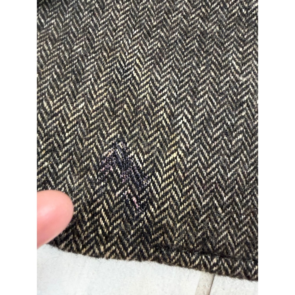 Banana Republic Heritage Wool Linen Herringbone Blazer Brown Elbow Patch Size 8 - Picture 3 of 10